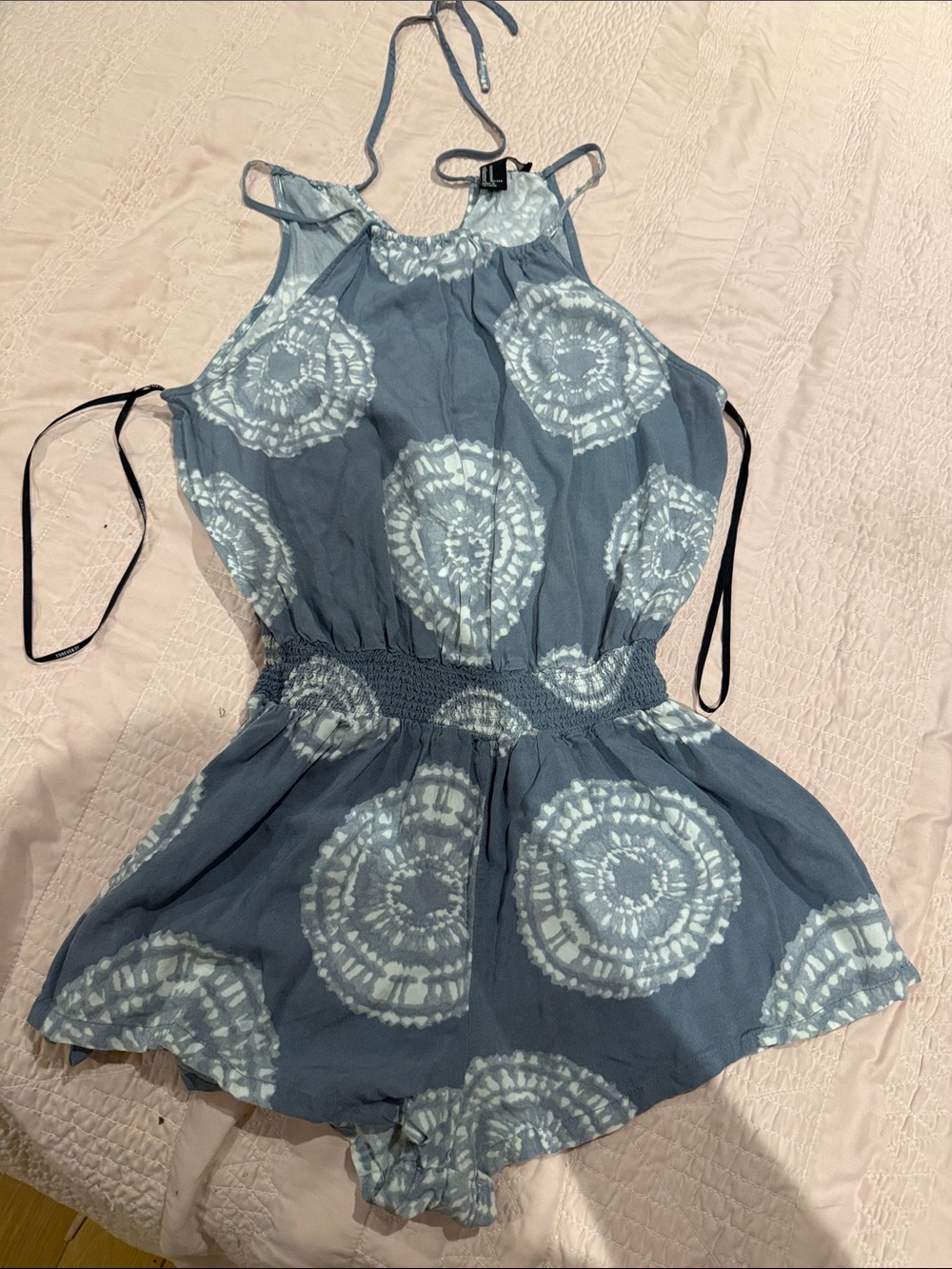 Forever 21 Blue Tie-Dye Halter Romper